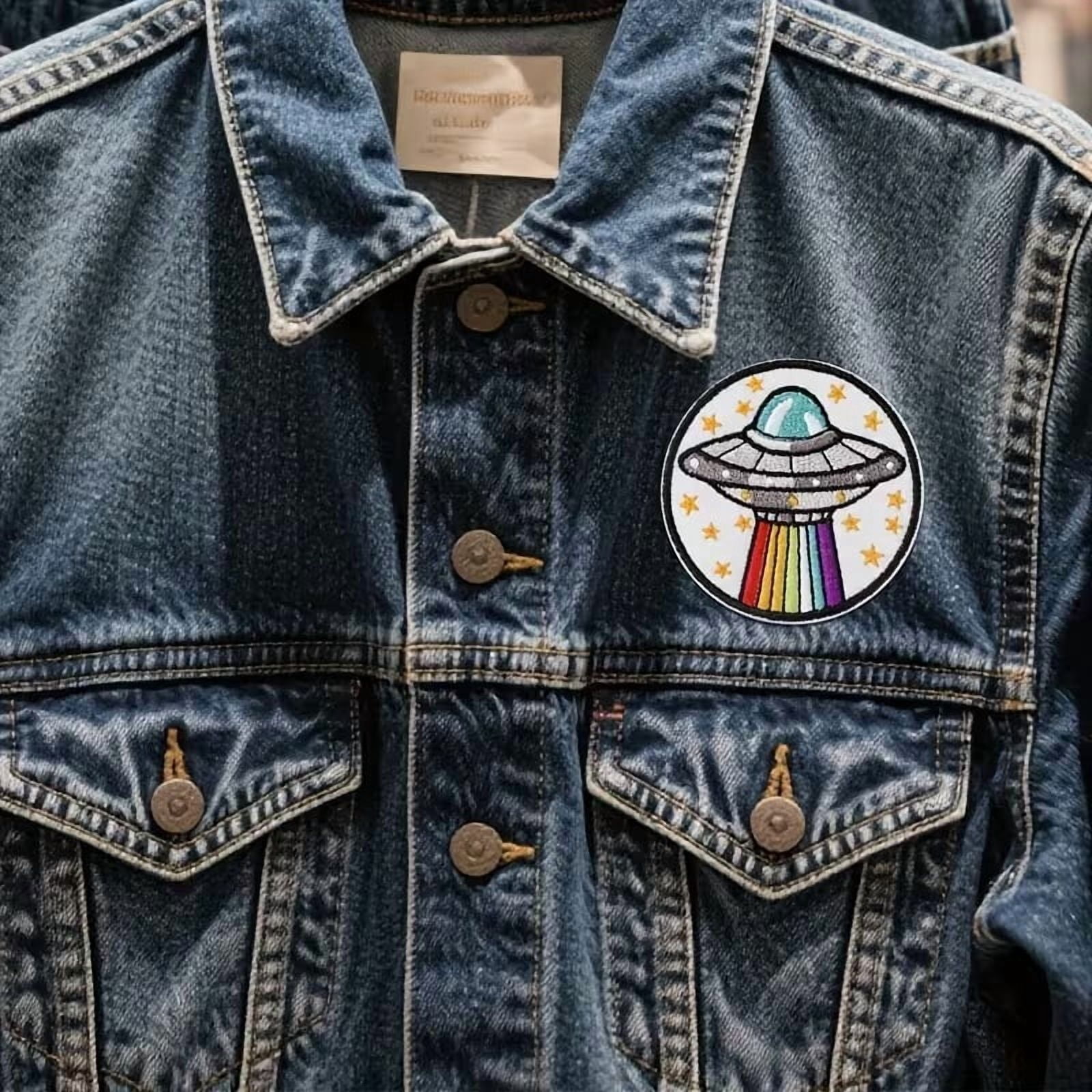 Flying Saucer Embroidered Cloth Patch - Iron-On and Sew-On Accessory for Customization