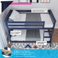 thumbnail image 2 of Max & Lily Twin over Twin Bunk Bed for Kids, Solid Wood Low Bunk Beds with Ladder, Blue, 2 of 13