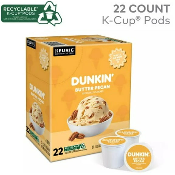 Dunkin’ Butter Pecan Flavored Coffee K-Cup Pods, 22 Count (Single Box)