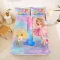 thumbnail image 5 of jejeloiu Multicolor Monogram I Full Size Sheets For Girls,Rainbow Stars Kawaii Princess Bed Sheets,4 Pieces, 5 of 6