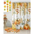 thumbnail image 3 of Orange Beige Pumpkin Shower Curtain Set ，Waterproof Fabric Shower Curtains Thanksgiving Fall Brown Eucalyptus Leaves Sunflower Shower Curtains for Bathroom,Bathroom Decor 72"x84", 3 of 7