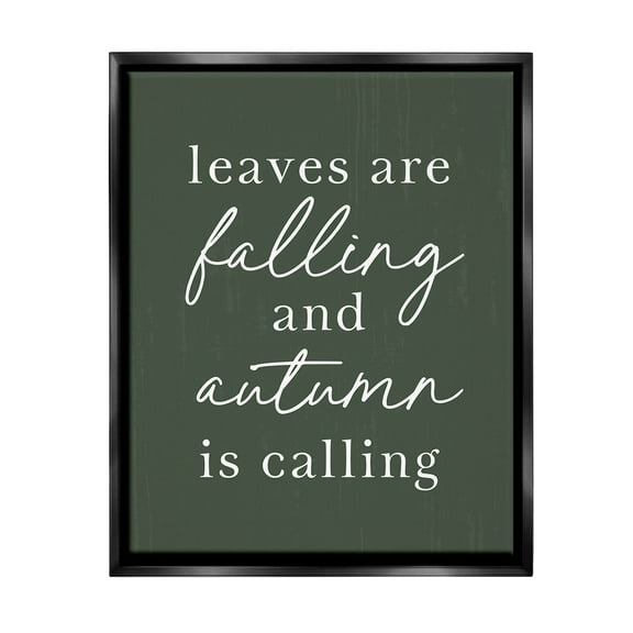 Stupell Industries Leaves Are Falling Holiday Painting Black Floater Framed Canvas Art Print Wall Art, 17 x 21