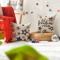 thumbnail image 2 of Sm:)e Stars and Stripes Let Freedom Ring 4th of July Throw Pillow Cover 18x18 Inch Set of 4, Polyester Patriotic Outdoor Pillow Case for Sofa Couch, 2 of 6