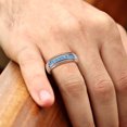 thumbnail image 5 of TriJewels 0.45 ctw Round Blue Topaz Two Toned and High Polished Edges Men Wedding Band (8 mm) in 10K Rose Gold, 5 of 6