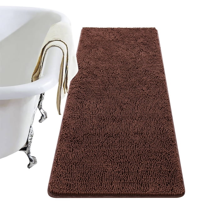 Alfombra de baño LOCHAS Luxury Shaggy de 60 x 150 cm, color marrón