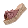 thumbnail image 2 of Xdegoge Platform Sandals for Women Summer Casual Espadrille Wedge Slides Slip On Open Toe Big Bow Decor Braided Jute Sole Dressy Vacation Beach Shoes, 2 of 9