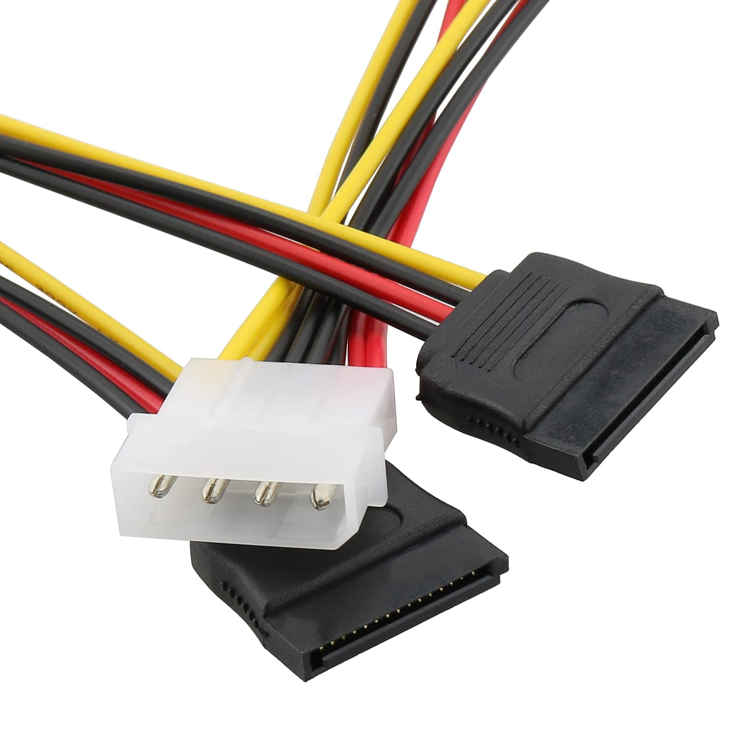 HRTGFD-3pcs 4 Pin Molex to Dual SATA Power Y-Cable Adapter 4 Pin Male IDE Molex to 15 Pin Female Dual SATA Power Splitter Adapter Cable 18AWG