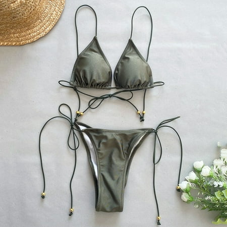 Sexy Army Green Micro Bikinis Extreme Women Mini Thong Swimsuits String Cross Halter Swimwear bikini mujer Bathing Suit Biquinis