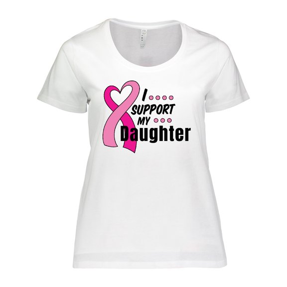 Inktastic Breast Cancer Awareness I Support My Daughter Pink Ribbon Women's Plus Size T-Shirt