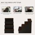 thumbnail image 4 of PawHut Pet Stairs, Small Pet Steps with Cushioned Removable Covering for Dogs and Cats, Dark Coffee, 4 of 9