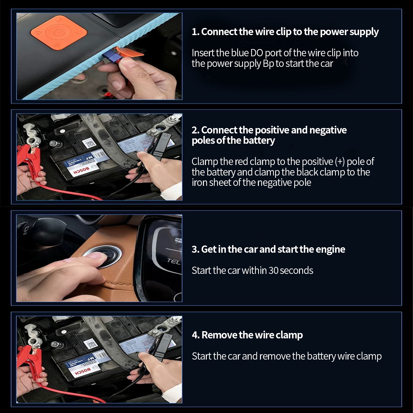 Yaoinaoou QB09 Car Jump Starter & Air Compressor - 8000mAh Portable Power Bank, 10Bar Digital Tire Inflator with LED Light, Battery Booster for Cars, SUVs, Motorcycles