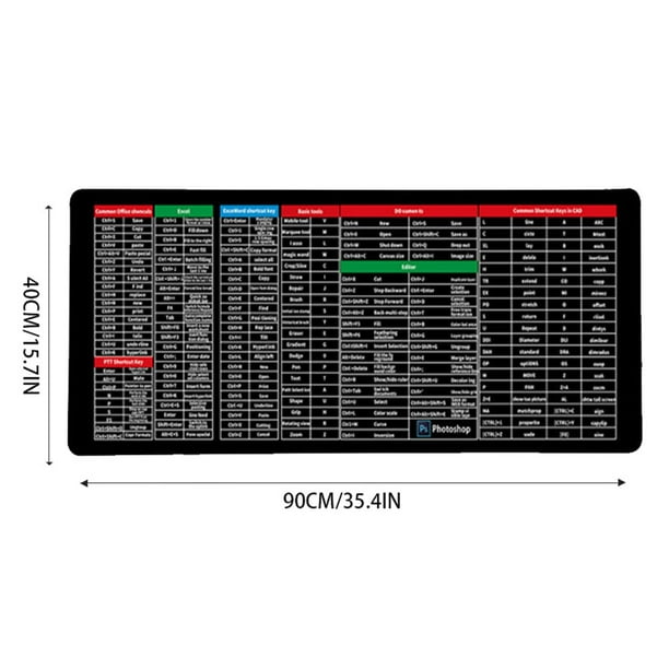 Teclado grande de 4 mm de grosor con teclas rápidas, antideslizante y patrón de acceso directo para software de oficina, 15,7 pulgadas de largo y 35,4 pulgadas de ancho.