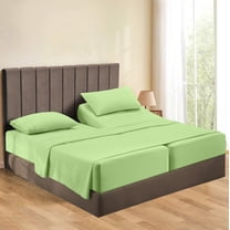 Split King 5 Piece Sheet Set - Breathable & Cooling, Luxury Sheets, 500 TC Egyptian Cotton Sheets, 100% Cotton Split King Sheet Set, 19-21" Inch Deep Pocket, Split King Size Sage Green Stripe