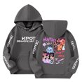 thumbnail image 1 of Moonsky Sudadera con capucha y cordón HUNTRX, estampado de grupo de chicas coreanas, jersey corto, suave y cómodo, top de manga larga para primavera y otoño.,Gris oscuro,160, 1 of 4