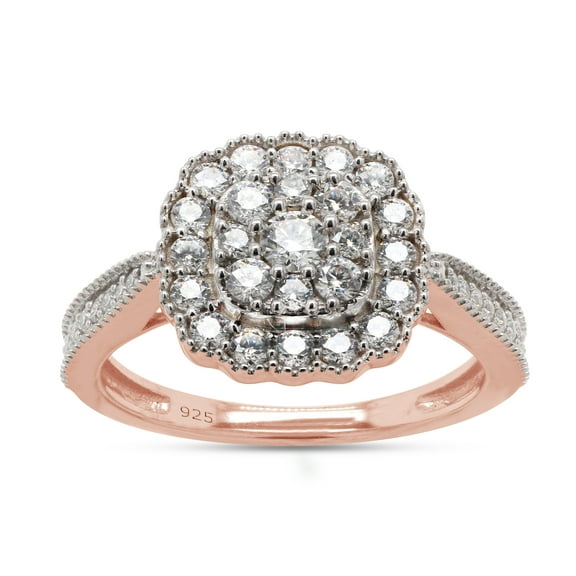 2/3 ct. t.w Round Cut Lab Created Moissanite Diamond Halo Cluster Engagement Ring For Women In 14K Rose Gold Over Sterling Silver (G-H Color, VVS1 Clarity, 0.65 Cttw)-4