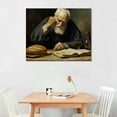 thumbnail image 2 of COMIO  Daily Bread Man Praying At Dinner Religious Hand-Stretched Poster Canvas Print Wall Art Modern Classroom Bedroom Room Aesthetics Decoration Boys Women Gift (Framed), 2 of 4