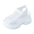 thumbnail image 6 of Women's Platform Wedge Sandals Open Toe Hollow out Mesh Slip on Casual Orthopedic Walking Shoes Lightweight Chunky Heels White Size 7, 6 of 6
