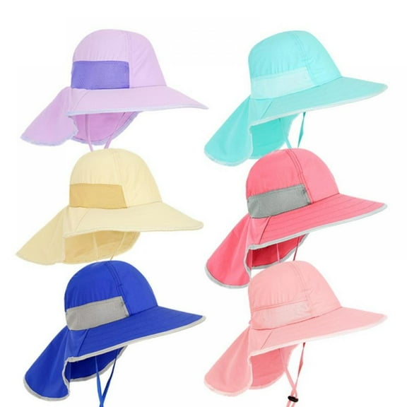 UPF 50  Boys Sun Hat with Neck Flap Summer Beach Hat Kids Safari Hat