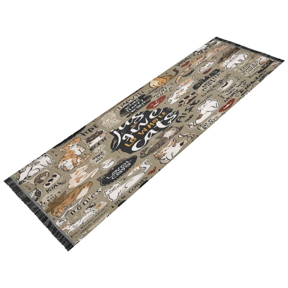 Vintage Modern Runner Rug,Non Slip Machine Washable 72"x23.5" Polyester Material Pet-Friendly Durable,Applicable to Entryway Rug Living Room Rug The Cat Is Lazy