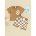 thumbnail image 3 of Musuos Baby Boys Shorts Set, 6 12 18 24M 3T Short Sleeve Crew Neck T-shirt with Plaid Shorts Summer Outfit, 3 of 10