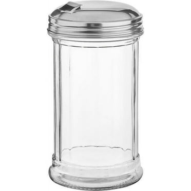 Fonteme 12-oz Retro Style Sugar Dispenser, Glass Jar, Stainless Steel, Pour-Flap Lid [1PK]