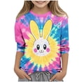 thumbnail image 2 of Amidoa Girls Easter T Shirts- Cute Rabbit 3/4 Sleeve Crewneck Kids Graphic Tops Navy Size 5-6 Years, 2 of 5