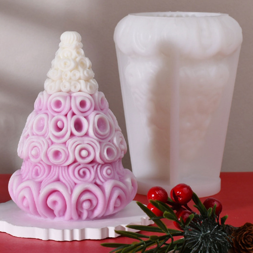 3D Christmas Tree Candle Silicone Mold Handmade Gypsum Mould Table Ornaments DIY Christmas Decorations Holiday Party