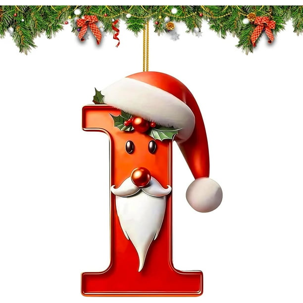 Adornos Navideños con Letras Del Alfabeto (26 Piezas) | Colgantes de Letras Acrílicas Personalizados con Gorros de Papá Noel | Decoraciones Navideñas Duraderas para El Hogar, La Oficina, La Escuela,