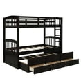 Espresso Twin Bunk Bed with Ladder, Safety Rail, Twin Trundle Bed with