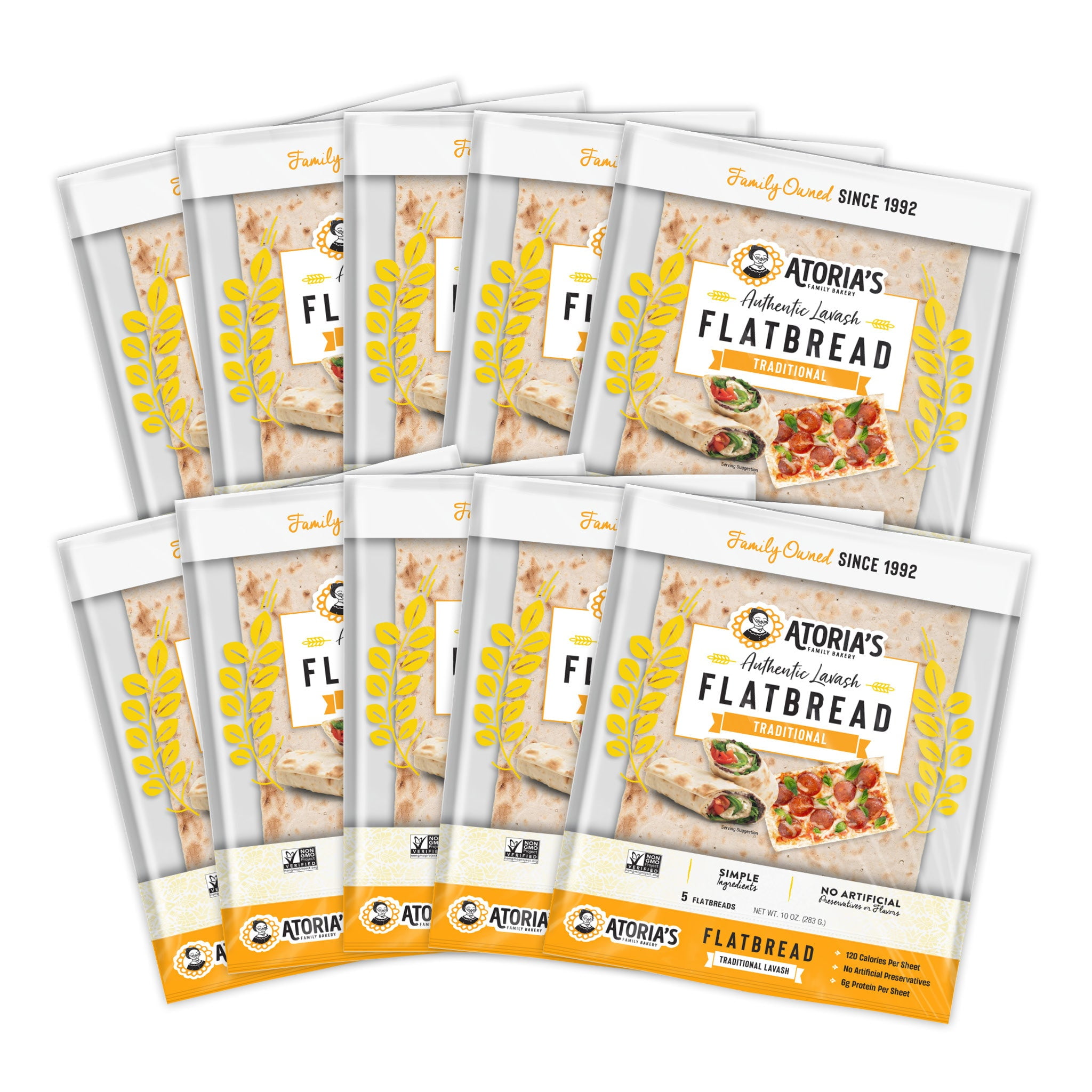 Atoria's Family Bakery Traditional Lavash Flatbread 10Packs of 5