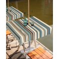 thumbnail image 2 of Boho Teal Stripes Outdoor Square Tablecloth with Umbrella Hole 54x54,Bohemian Vertical Striped Geometric Wrinklefree Wipeable Fabric Table Cloth Waterproof Zippered Cover for Camping Picnic Patio, 2 of 7