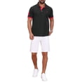 thumbnail image 2 of Men's Pattern Pique Polo Shirt Contrast Color Short Sleeve Golf Polo Shirts 3XL-Large Black, 2 of 6