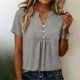 thumbnail image 2 of Tops de Manga Corta para las Mujeres Loose Fit V Cuello Botón Blusa Casual Ligero Verano, 2 of 9