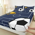 thumbnail image 3 of Feelyou Cartoon Soccer Boys Bed Sheets, Eat Sleep Sport King Sheets, Football Rugby Game Sheet Set, Ultra Soft Bedroom Decor, 4 Pieces, 3 of 7