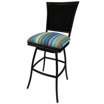 Outdoor Extra Tall Patio Bar Stool 34" Erin Armless Black - Aqua (Blue) Stripe