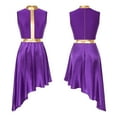 thumbnail image 2 of iiniim Women Asymmetrical Hem Sleeveless Dance Dress Lyrical Latin Cha Cha Performance Costume Purple XXL, 2 of 7