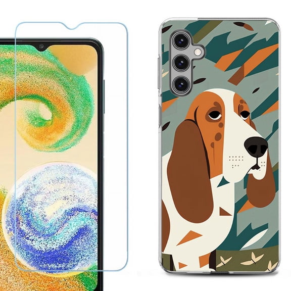 OneToughShield ® Compatible with Samsung Galaxy S24, Shockproof Fashion Phone Case, with Tempered Glass Screen Protector - Basset Hound