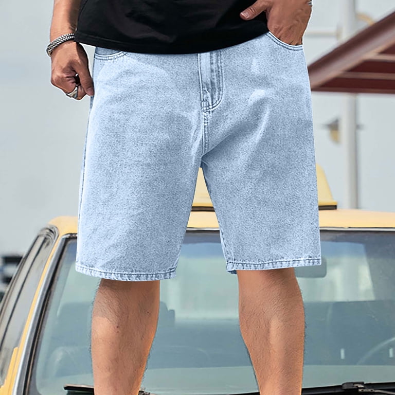 men's athletic dress shorts Athletic Shorts Men Men's Fashion Classic Loose Casual Wear With Pockets And  Denim Shorts Light Blue 44