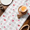 thumbnail image 3 of Galentine's Day Table Runner 90 Inches, Pink Gnomes Love Heart Grey Plaid Bed Runner Dresser Scarves Tabletop for Indoor Outdoor Parties/Ceremony/Banquet, 13" x 90", 3 of 9