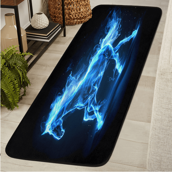 CURLYOOT Galaxy Horse Runner Rug 2'x6' Washable Kitchen Runner Rug Indoor Non Slip Laundry Rugs Floor Carpet for Hallway Kitchen Entryway Bedroom Living Room