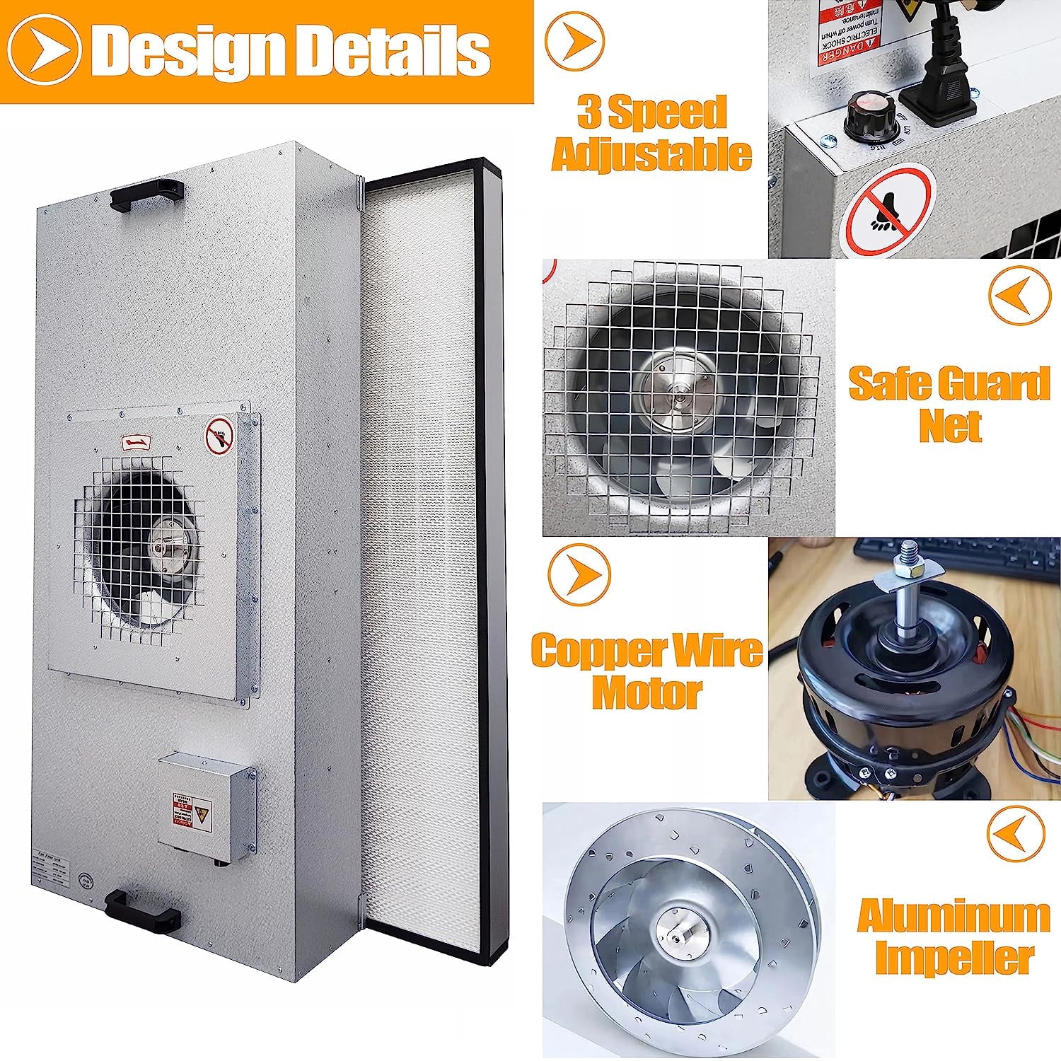 EQCOTWEA Vertical Laminar Flow Hood Air Flow Clean Bench Dust Free Room Workshop with HEPA-Filter
