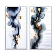 thumbnail image 2 of Designart "Suites of Distant Moods Gilded Ink Abstract IV" Abstract Painting Framed Wall Art Set Of 2 - Modern Blue Gallery Wall Frame Set For Home Decor, 2 of 6