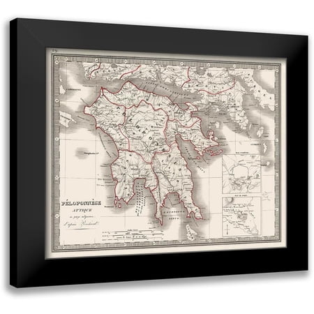 Monin 14x12 Black Modern Framed Museum Art Print Titled - Europe Peloponnesus Peninsula Greece - Monin 1839