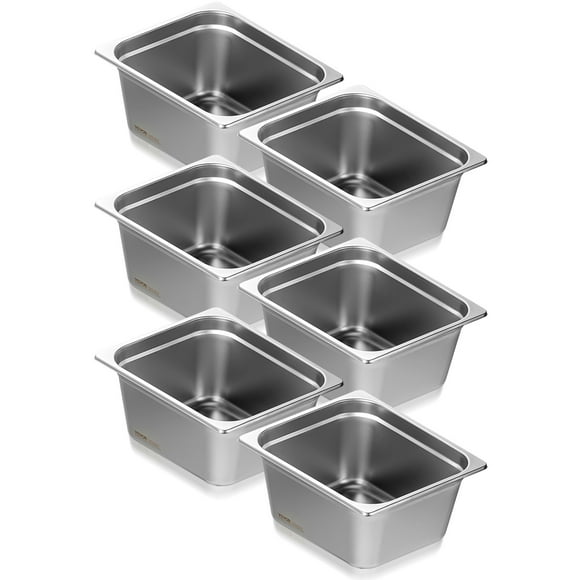 VEVOR 6 Pack 1/2 Size Hotel Pans Steam Table Pan Stainless Steel 6" Deep