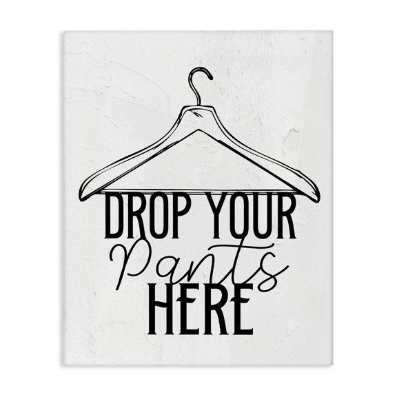 Stupell Industries Rustic Lodge Drop Pants Here with Hanger Canvas Art, 16 x 20, by Kim Allen
