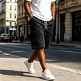thumbnail image 2 of Resicozy Cargo Shorts for Men Cotton Summer Casual Work Shorts Drawstring Elastic Waist Stretch Bottoms with Pockets Black 4XL, 2 of 7