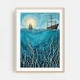 thumbnail image 2 of Sailing into the Deep - Painting Ocean Boat Waves Surrealism Vintage Fantasy Unframed Wall Art Print 36 x 48 inches, 2 of 16