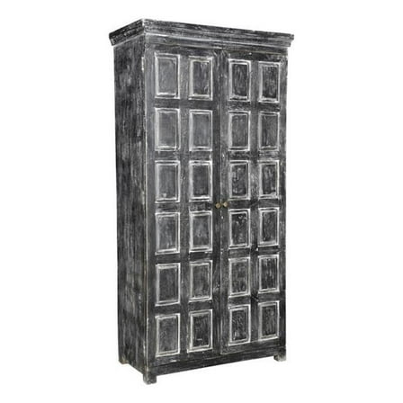 Pemberly Row Solid Wood 2 Door Cabinet in Distressed Gray Finish