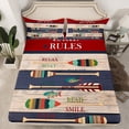 thumbnail image 2 of Homewish Hunting and Fishing Twin Sheet Sets, Rustic Cabin Paddle Twin Fitted Sheet, Wheat Navy Abstract Flat Sheet, Super Cozy Room Decor, 3 Pieces, 2 of 7