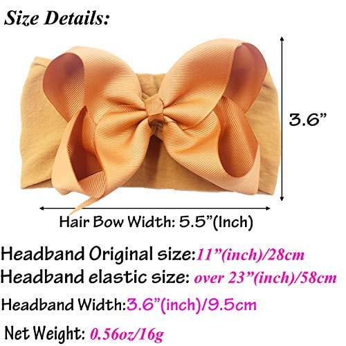 16 Colors Baby Nylon Knotted Headbands Girls Big 6 inches Hair Bows Head Wraps 